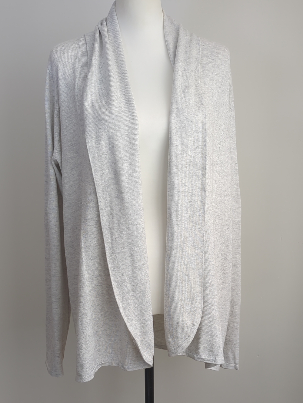Cyrus Light Heather Gray Open-Front Draped Cardigan Sweater LARGE
